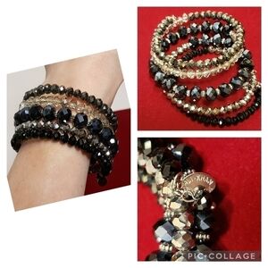 Beautiful Black and Silver Glass Coil Bracelet Ali-Khan New York